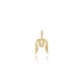 18K gold plated letter M pendant with detailed angel wings and sparkling zircon stone - M