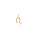 18K gold-plated letter Q pendant with intricate feather texture and polished finish - Letter Q