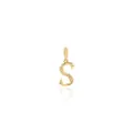 18K gold plated letter S pendant with sparkling zircon in a vintage minimalist style - S