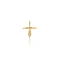 18K gold-plated flying bird cross pendant with detailed feather texture for DIY jewelry - Letter T