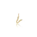 18K gold plated leaf pendant with detailed vein texture and elegant zircon inlay - Letter V