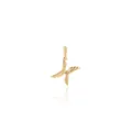 18K gold plated wing pendant with delicate feather texture and mirror reflection - Letter X