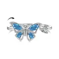 Drehbarer Schmetterlingsring aus S925 Sterlingsilber mit blauen Edelsteinen für Stressabbau - Blauer Schmetterlingsstil (DY120855) / Weißgold