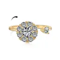 Verstellbarer goldener Drehring mit funkelndem Sonnenblumen-Design zur Stressbewältigung - Rotierender Blumencluster-Stil (DY120852) / Gold
