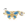 Drehbarer goldener Schmetterlingsring mit blauen Steinen und verstellbarem Band - Blauer Schmetterlingsstil (DY120855) / Gold
