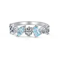 Bague élégante en argent 925 avec zircons bleu clair taillés en poire et en marquise - Or Blanc Avec Zircon Bleu