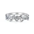 Bague en argent S925 sertie de zircons aux tailles poire, marquise et ronde - Or Blanc Avec Zircone Blanche