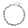 Elegante S925 zilveren armband met meerkleurige peervormige zirkonia stenen - Karabijnsluiting (Witgoud DY150245-S-W-CS) / 925 zilver