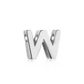 Polished S925 sterling silver letter W heart pendant charm for DIY necklaces - White Gold DY130027 (W)