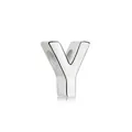 Polished S925 sterling silver DIY alphabet charm letter Y for jewelry necklace - White Gold DY130029 (Y)