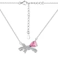 S925 Sterling Silber Schmetterling Halskette mit rosa Zirkonia im Birnenschliff - Halskette / Platin Rosa Zirkonia (DY190682-S-W-BF)