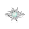 925 silver sun-shaped opal ring with twisted band and clear sparkling zircon accents - US 6 / Silver White