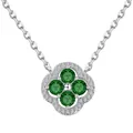 Collier trèfle en argent s925 élégant avec zircon vert et cristaux de micro-pavage - Plaqué Platine Zircone Verte