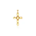 Macro detail of 18K gold plated cross pendant with yellow cubic zirconia and tiny diamonds - Yellow