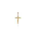 Dettaglio del ciondolo a croce crocifisso placcato oro 18K con cristalli di zircone lucidi - Bianco