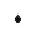 Vista macro de colgante de gota con gema negra y borde perlado chapado en oro 18K - Negro