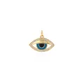 Colgante ojo turco chapado en oro 18K con circonitas y esmalte azul retro - Dorado