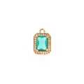 Vintage 18K gold plated necklace with rectangular emerald gem and zircon border - Emerald