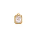 Detail view of 18K gold plated pendant with emerald cut zircon and micro-pave crystals - White