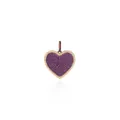 Macro detail of 18K gold-plated heart pendant with purple zircons and white crystals - Purple