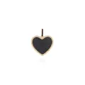 Macro view of a gold heart pendant with black and white zircon micro-pave setting - Black