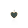 Macro view of 18K gold plated heart pendant with green and white cubic zirconia crystals - Green