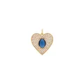 Nahaufnahme des Herzanhängers aus 18K Gold mit blauem Edelstein und Zirkonia-Besatz - Blau