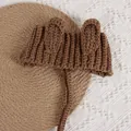 Brown knitted baby hat with cute animal ears and long ties for autumn and winter - Coffee