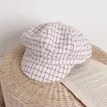 Rosa und weiß karierte Tweed-Schirmmütze für Kinder in klassischer Achteck-Form - Einheitsgröße / Rosa