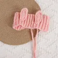 Pink hand-knitted bunny ear headband for toddlers with adjustable braided straps - Rabbit Ears / Pink