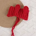 Red knitted baby bonnet with cute bunny ears and adjustable long chin straps - Rabbit Ears / Red