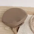 Toddler solid PU leather beret in dark coffee brown finish for autumn and winter - One Size / Khaki