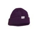 Kids purple knit beanie with smile face label, warm winter skullcap for toddlers - One Size / Purple