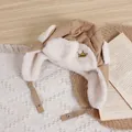 Khaki baby aviator hat with warm faux fur lining and crown embroidery for winter protection - One Size / Khaki