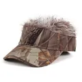 Tactical camouflage baseball cap with light brown wig hair on top for outdoor fun - One Size / Camouflage Khaki Hair