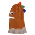 Dinosaurier-Strickmütze für Kinder in Orange mit bunten Schuppen und Futter - Gelb
