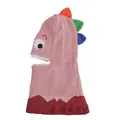 Rosa gestrickte Dinosaurier-Mütze für Kinder mit bunten Zacken und Cartoon-Augen - Rosa