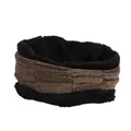 Cache-col d'hiver en tricot à carreaux marron avec doublure épaisse en peluche noire - Kaki Cache-cou