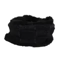 Cache-cou tricoté noir pour homme avec doublure polaire et motif à carreaux texturé - Écharpe Noire