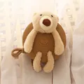 Borsa rotonda in paglia intrecciata per bambini con decoro orsetto di peluche 3D beige - Taglia unica / Cachi