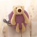 Borsa a tracolla viola intrecciata per bambini con orsetto di peluche e corda grigia - Taglia unica / Viola