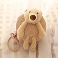 Borsa a tracolla in paglia beige per bambine con orsetto di peluche e tracolla intrecciata - Taglia unica / Rosa Antico