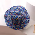 Cappello da pescatore blu scuro per bambini con stampa koala e cordoncino bianco - Taglia unica / Orso Blu