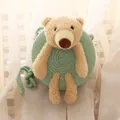 Mini sac bandoulière tissé vert pour enfants avec un ours en peluche et une fermeture - Taille unique / Bleu lac