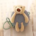 Petit sac bandoulière enfant en tissage bleu-gris avec décoration d'ours en peluche - Taille unique / Bleu Brume