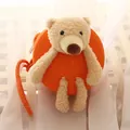 Sac bandoulière rond orange en paille pour enfants avec adorable ours peluche 3D - Taille unique / Orange