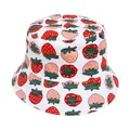 Kids sun hat in white featuring vibrant red and pink strawberry patterns - White Strawberry