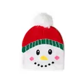 Winterse sneeuwpop gebreide babymuts met rode pompon en oorkleppen voor baby's - Sneeuwpop