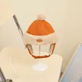 Winter orange faux suede aviator hat for kids featuring soft sherpa fleece lining - One Size / Orange