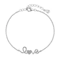 Élégant bracelet Love en argent sterling S925 avec un charme de cœur en zircone brillant - Argent 925 / Ton Platine